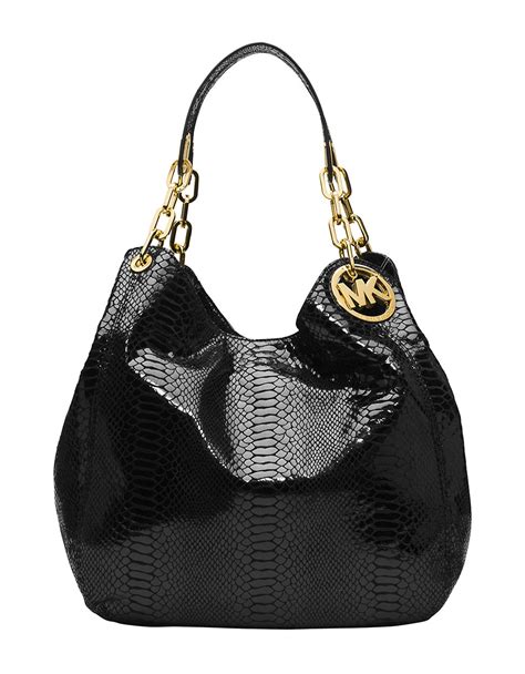 all black michael kors purse|michael kors black patent tote.